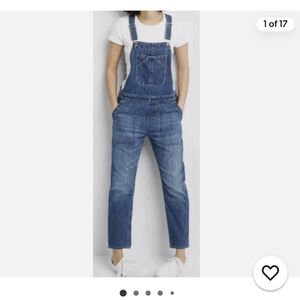 GAP Womens Size XS Cropped Slouch Straight Leg Denim Jean Bib Overalls